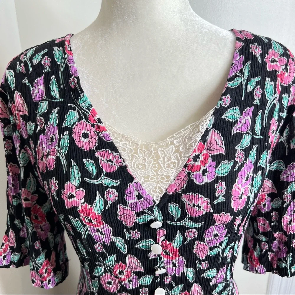 Vintage Fashion Bug Long Floral Dress with Corset Tie Back Size 22/24 cottage - Picture 8 of 15